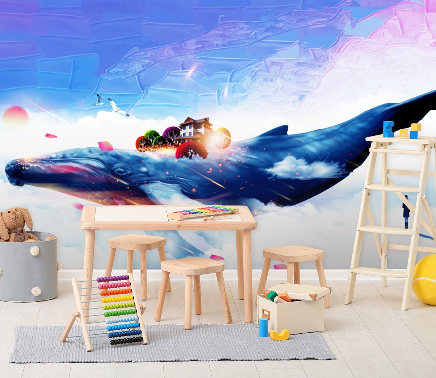 3D Whale Villa 017 Wall Murals Wallpaper AJ Wallpaper 2 