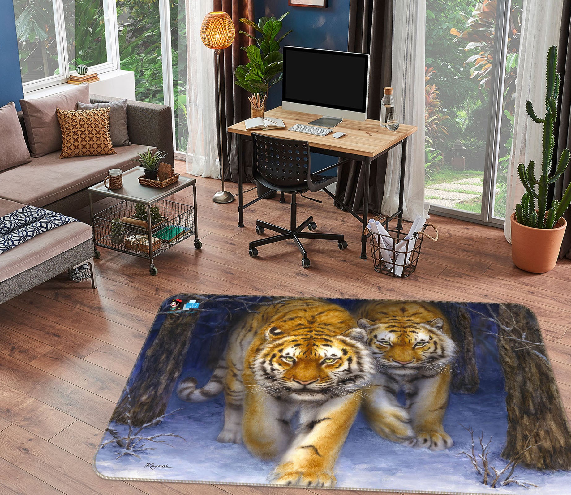 3D Animal Tiger 5631 Kayomi Harai Rug Non Slip Rug Mat