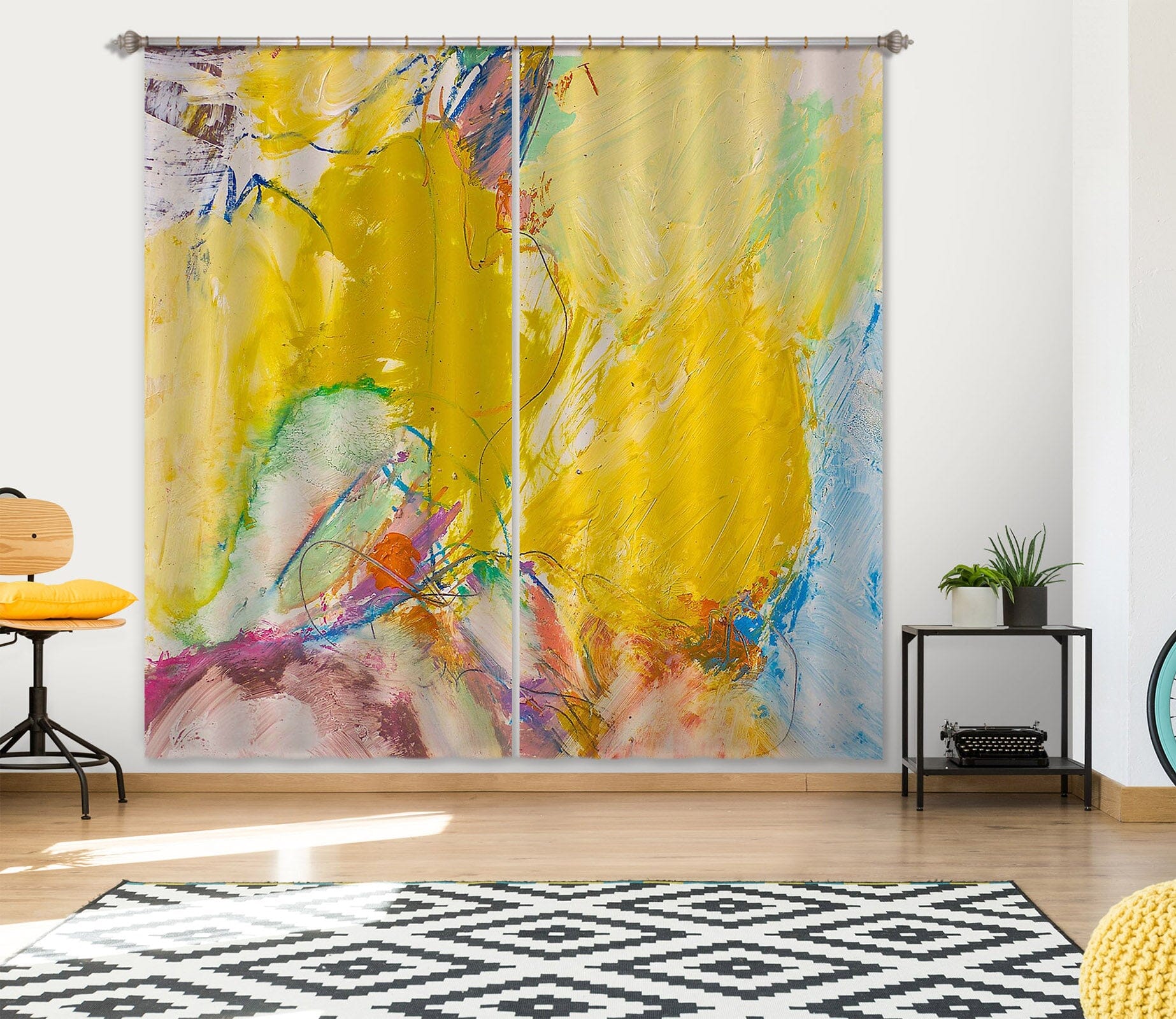 3D Yellow Graffiti 177 Allan P. Friedlander Curtain Curtains Drapes Curtains AJ Creativity Home 