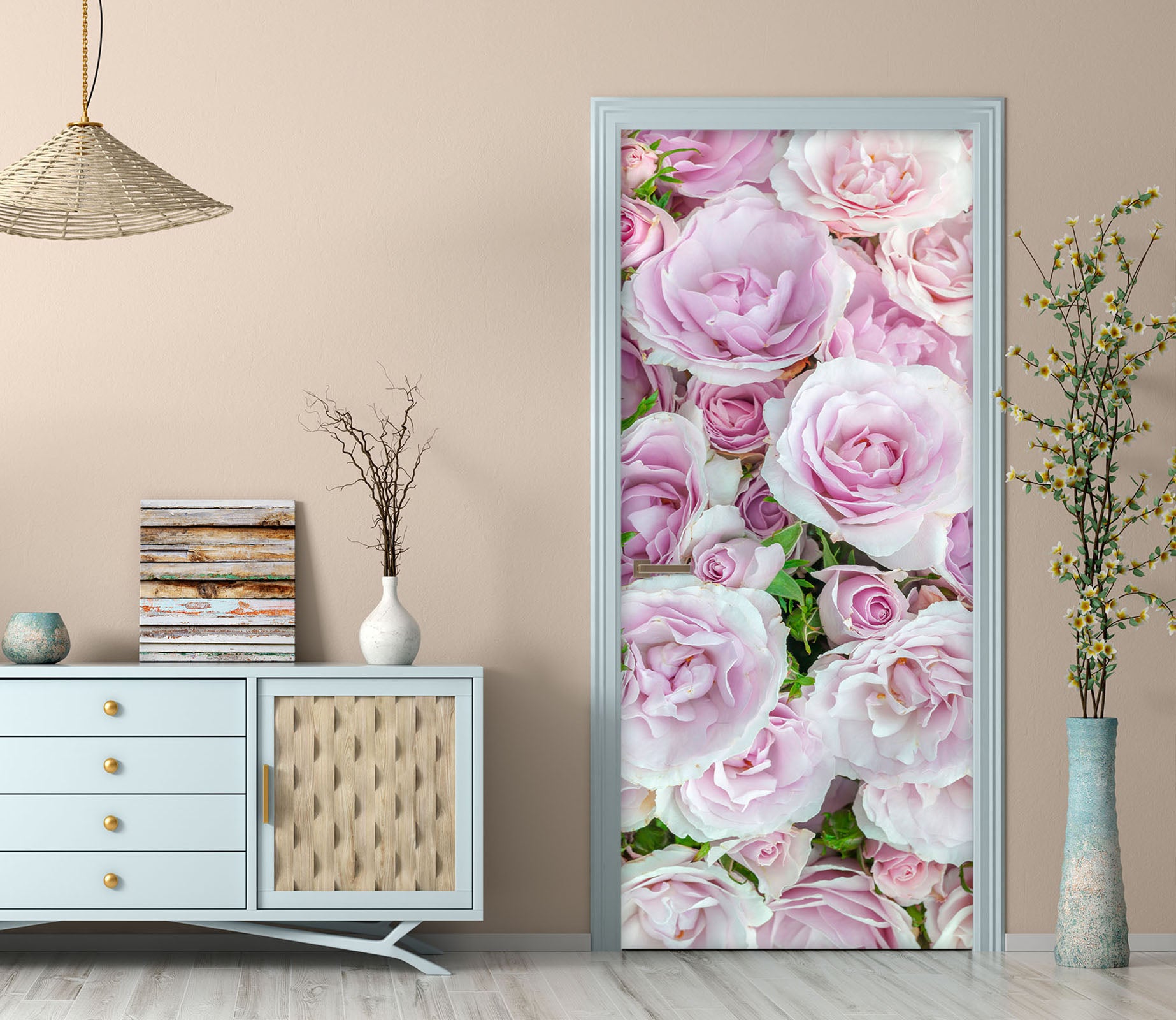 3D Pink Roses 5045 Assaf Frank Door Mural