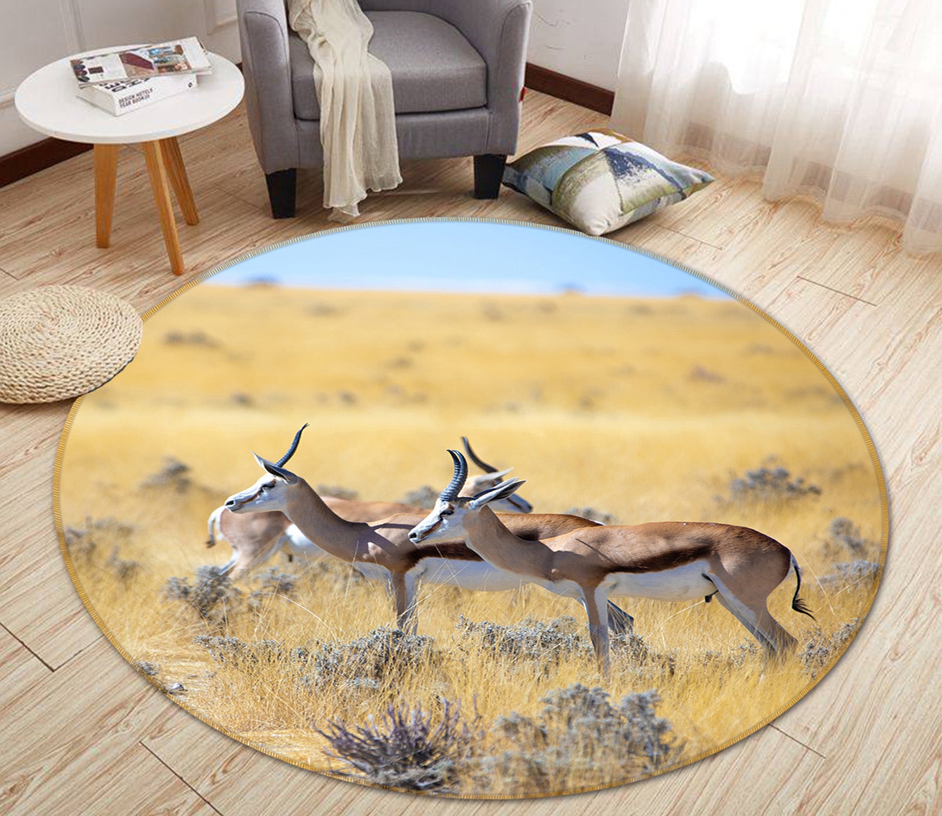 3D Springbok 82273 Animal Round Non Slip Rug Mat