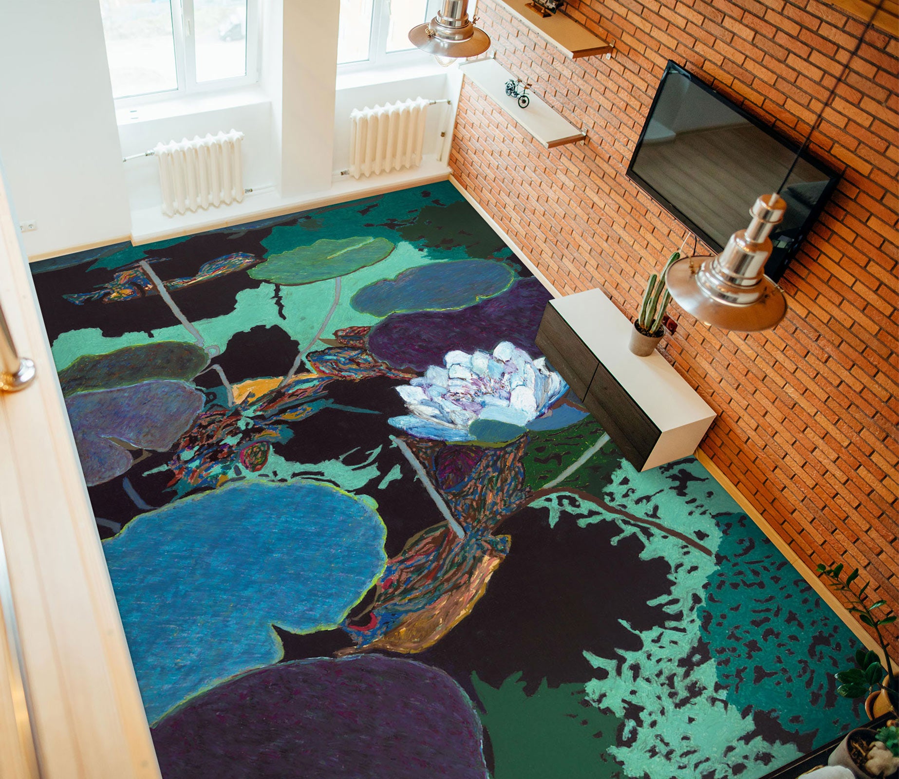 3D White Lotus Pond 96101 Allan P. Friedlander Floor Mural