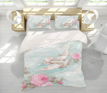 3D Pigeon Pink Flower 120 Debi Coules Bedding Bed Pillowcases Quilt