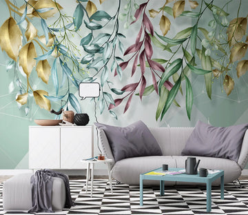 3D Colored Leaves WC2363 Wall Murals