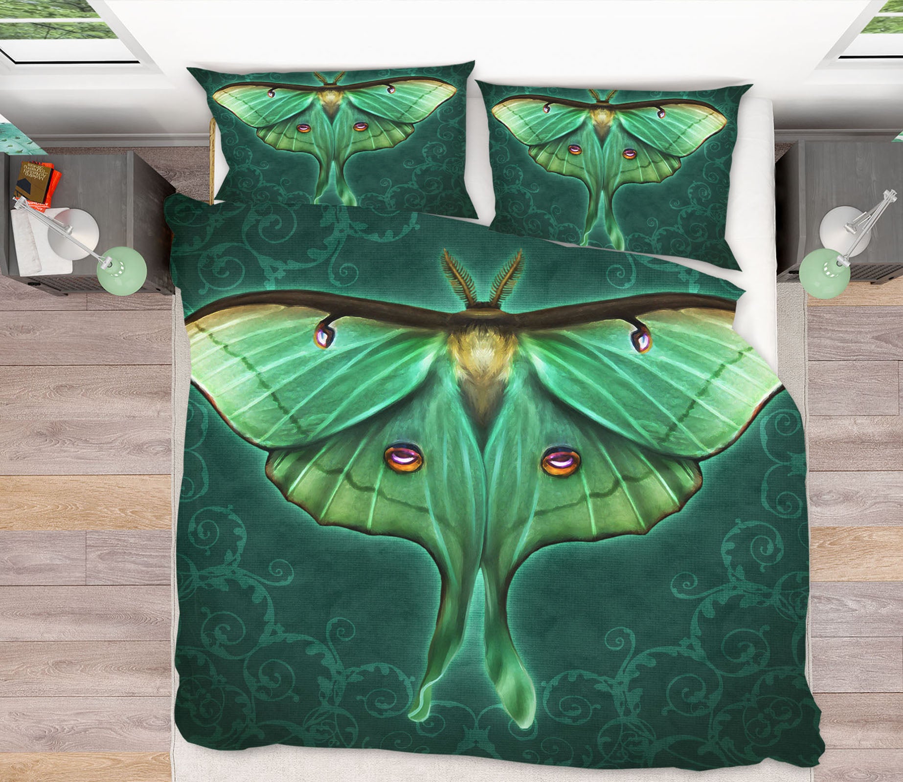 3D Green Moth 8816 Brigid Ashwood Bedding Bed Pillowcases Quilt Cover Duvet Cover