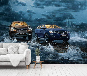 3D Stormy Sea Car 017 Vehicle Wall Murals