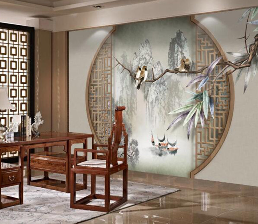 3D Leaf Bird WC1367 Wall Murals