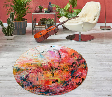 3D Messy Graffiti 1342 Misako Chida Rug Round Non Slip Rug Mat