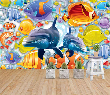 3D Fish School 1494 Wall Murals Wallpaper AJ Wallpaper 2 