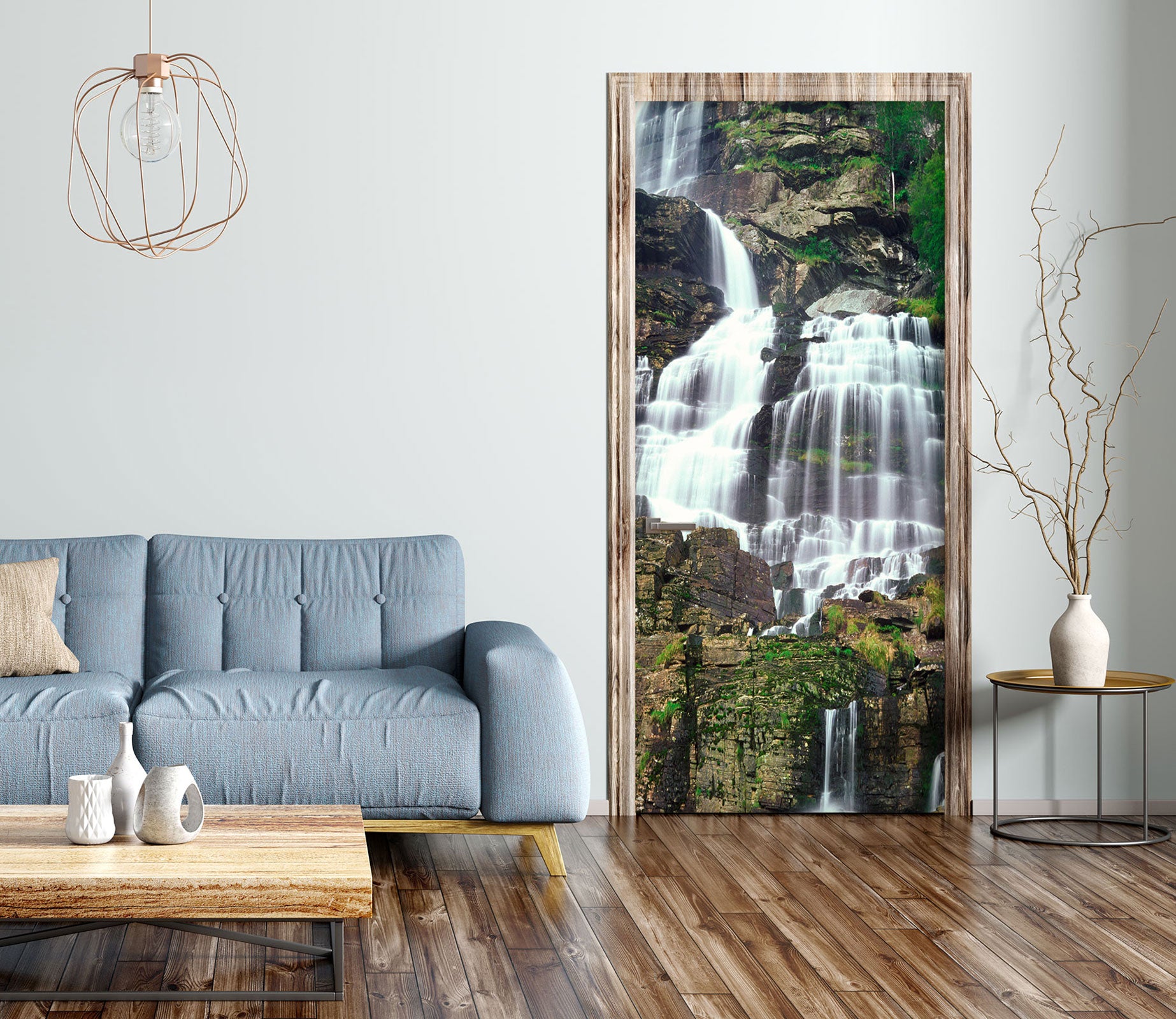 3D Mountain Waterfall 23060 Door Mural