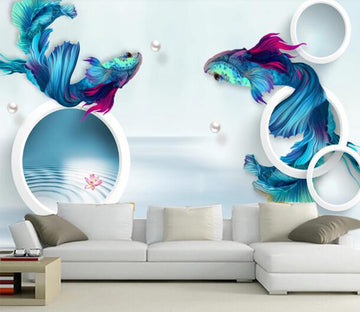 3D Blue Goldfish WC1059 Wall Murals