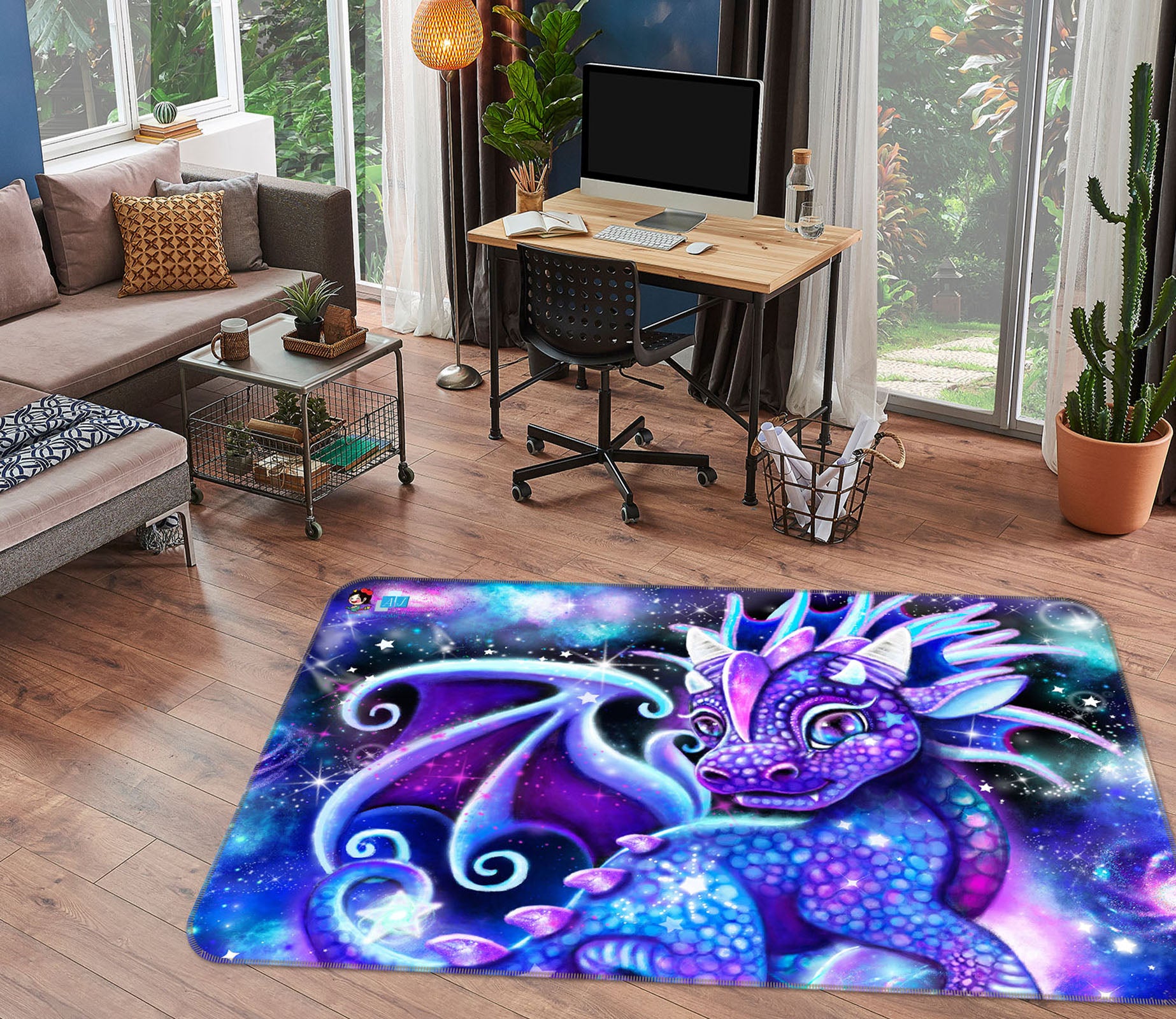 3D Purple Dragon Wings 8508 Sheena Pike Rug Non Slip Rug Mat