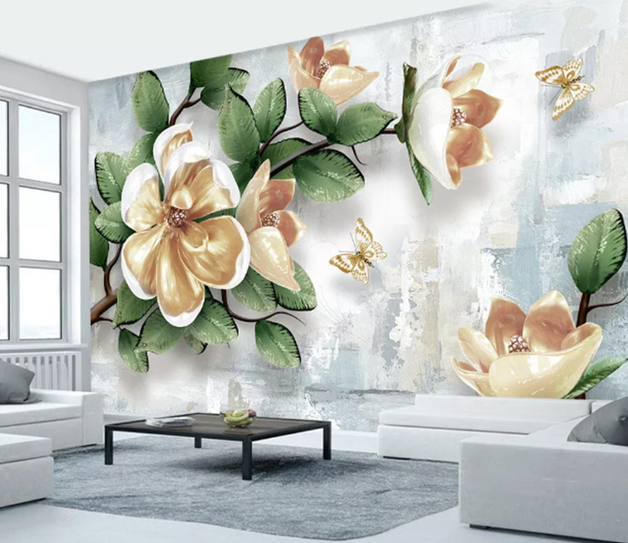 3D Yellow Flower WC1801 Wall Murals