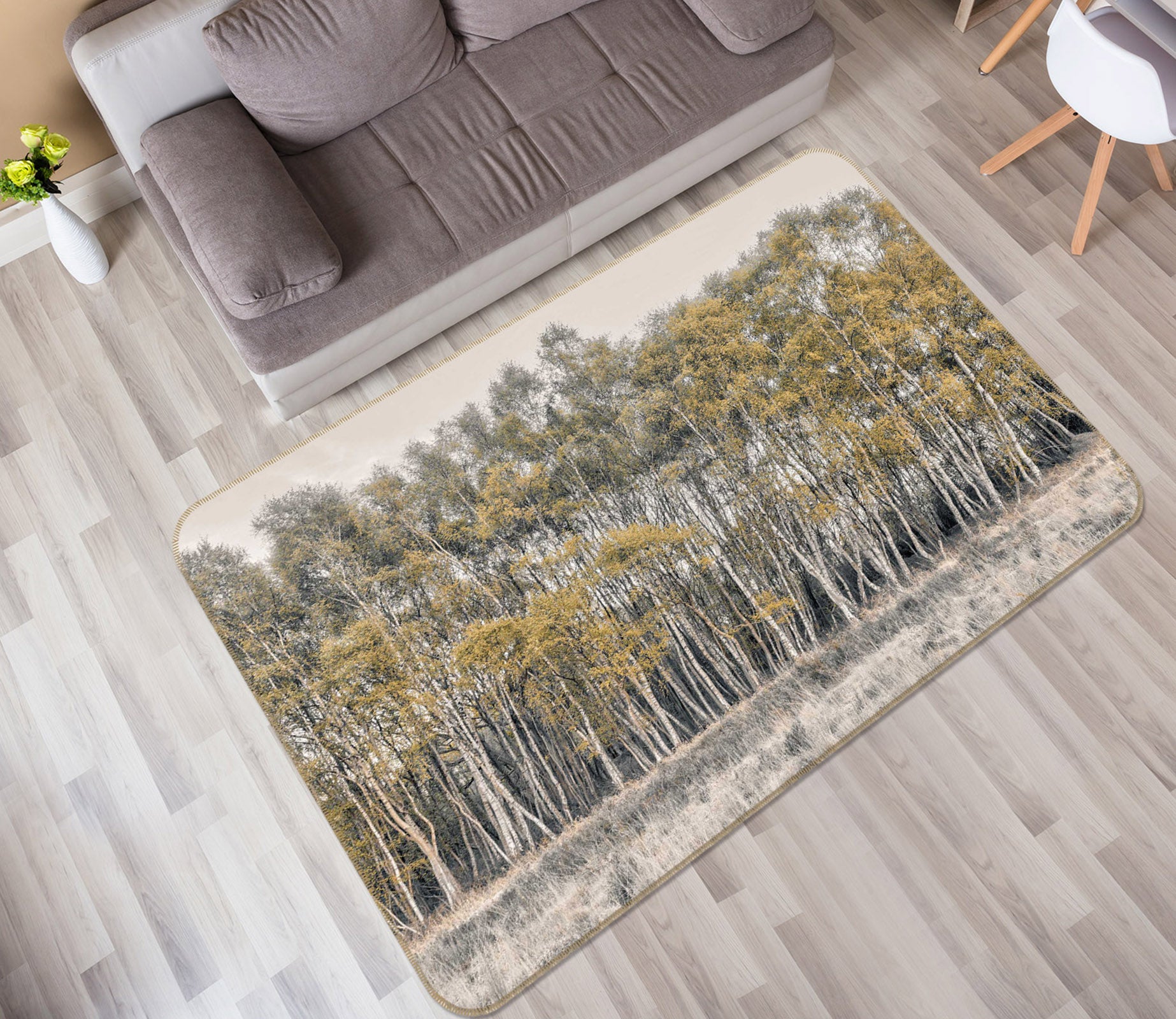 3D Yellow Forest 146 Assaf Frank Rug Non Slip Rug Mat