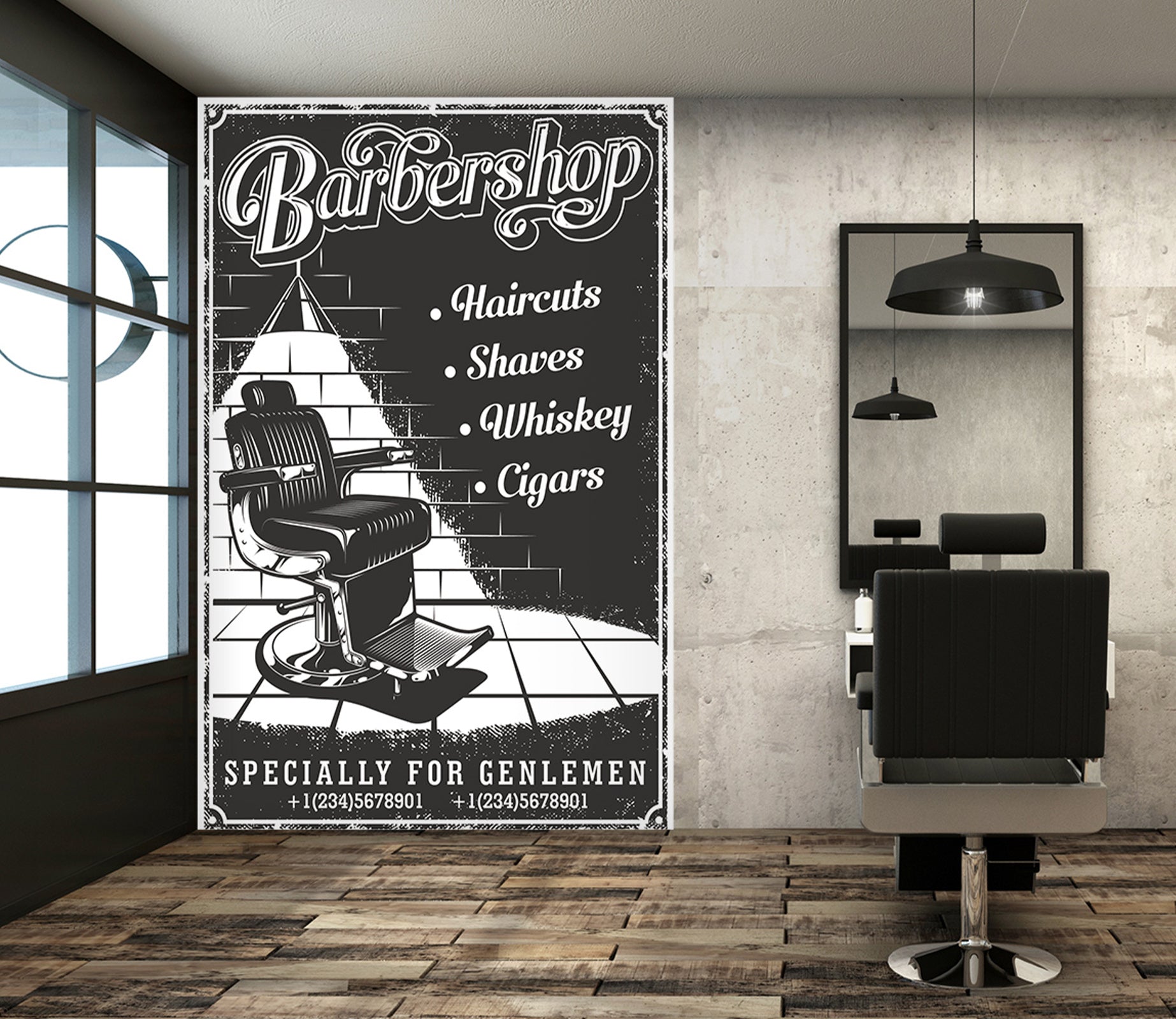 3D Barber Chair 115211 Barber Shop Wall Murals