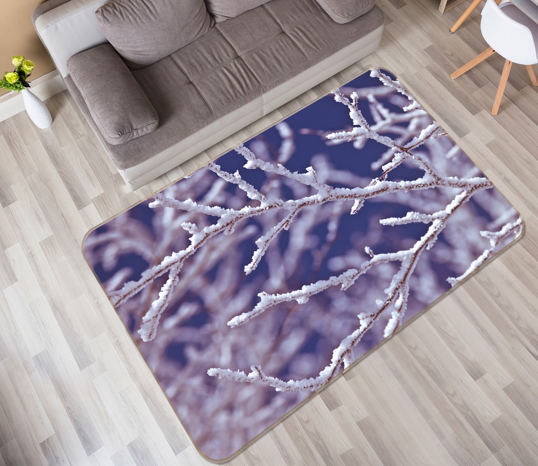 3D Snow Branches 83188 Assaf Frank Rug Non Slip Rug Mat