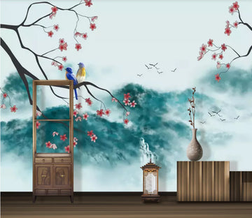 3D Flower Bird WC701 Wall Murals