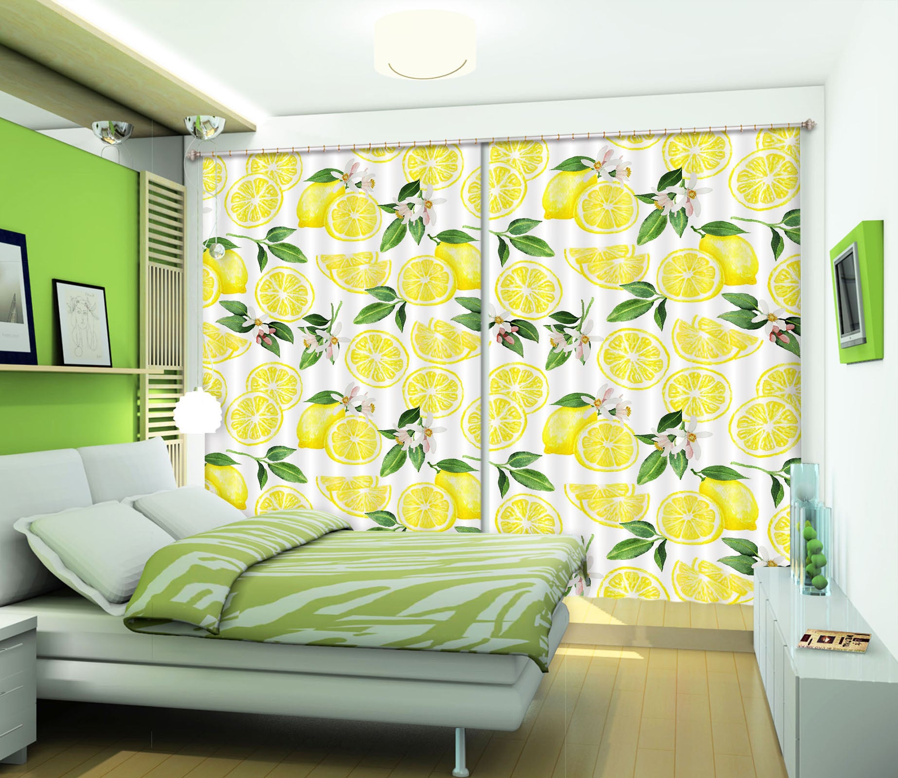 3D Lemon Blossom 217 Uta Naumann Curtain Curtains Drapes