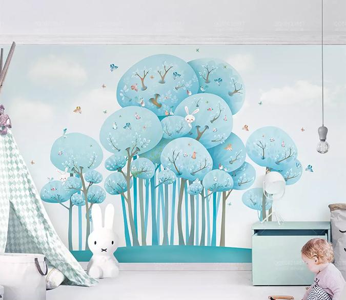 3D Blue Tree 1397 Wall Murals Wallpaper AJ Wallpaper 2 