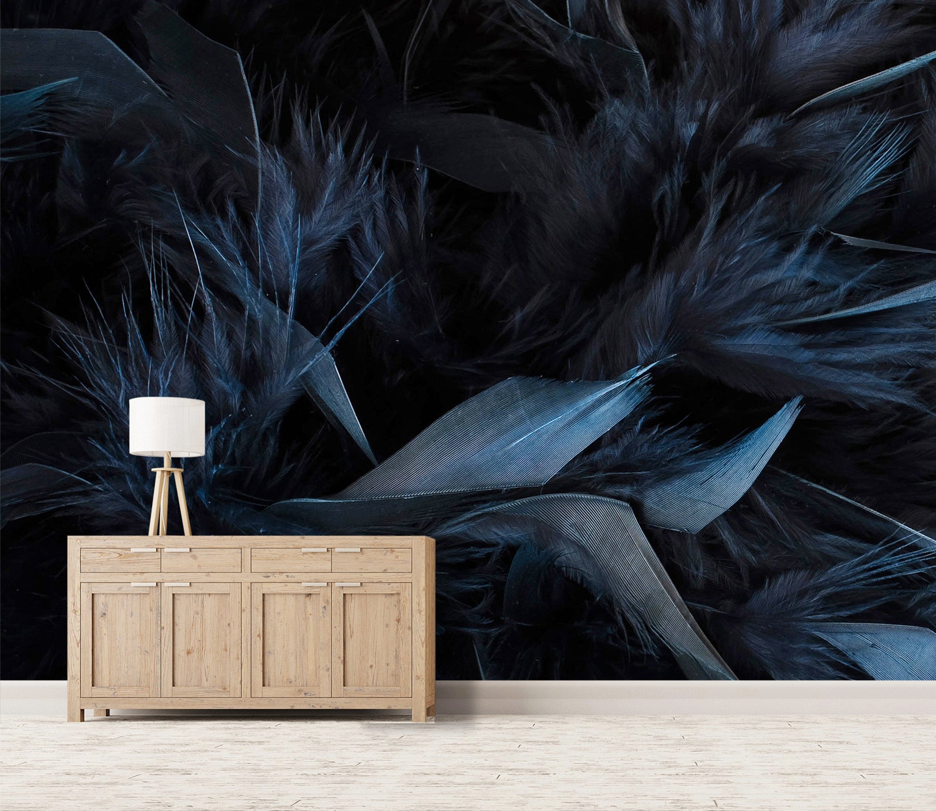 3D Dark Blue Feather 044 Wall Murals