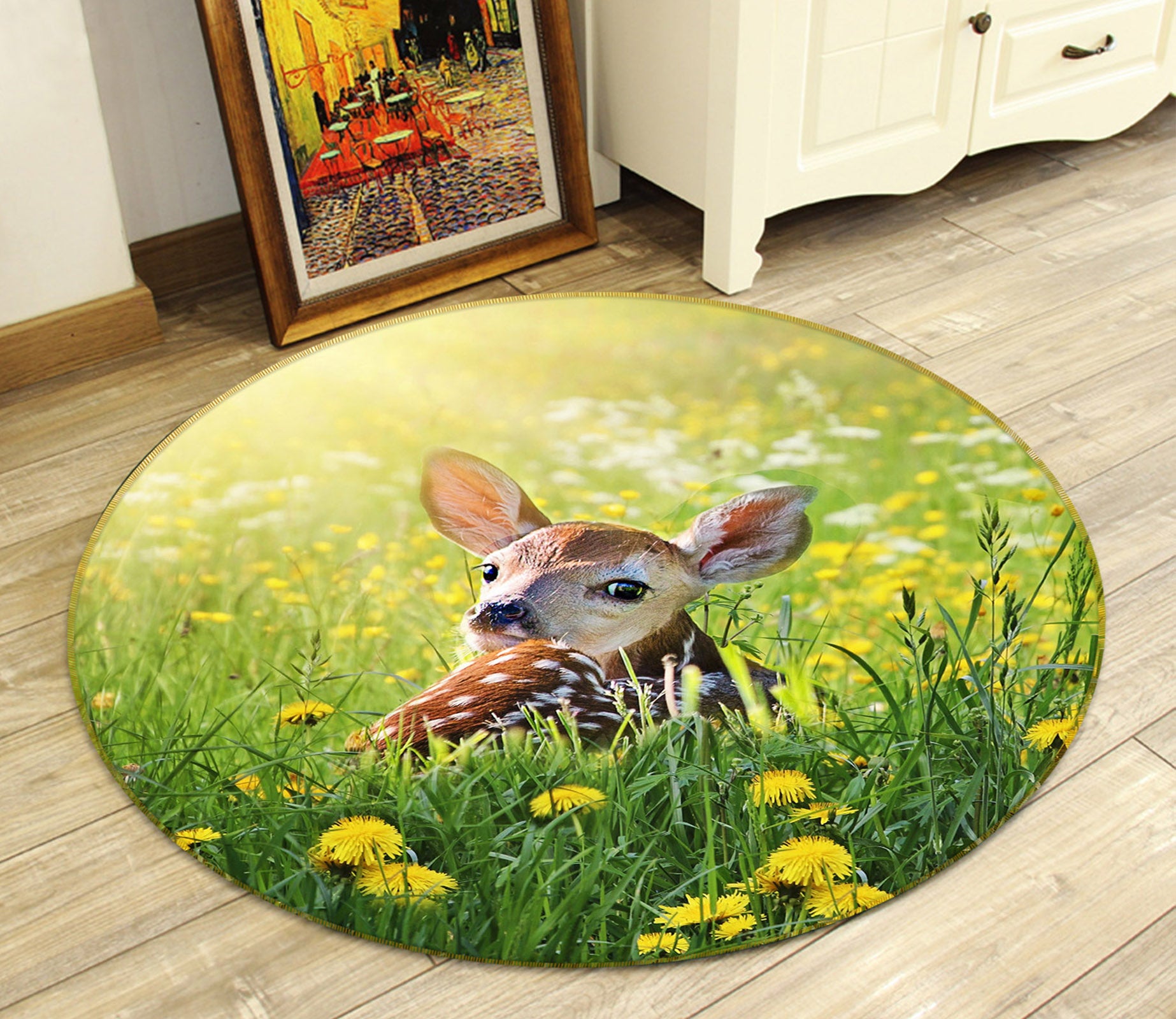 3D Fawn 81287 Animal Round Non Slip Rug Mat