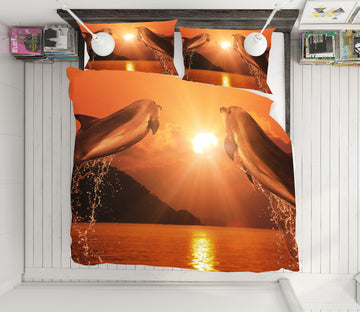 3D Jump Dolphin 19217 Bed Pillowcases Quilt