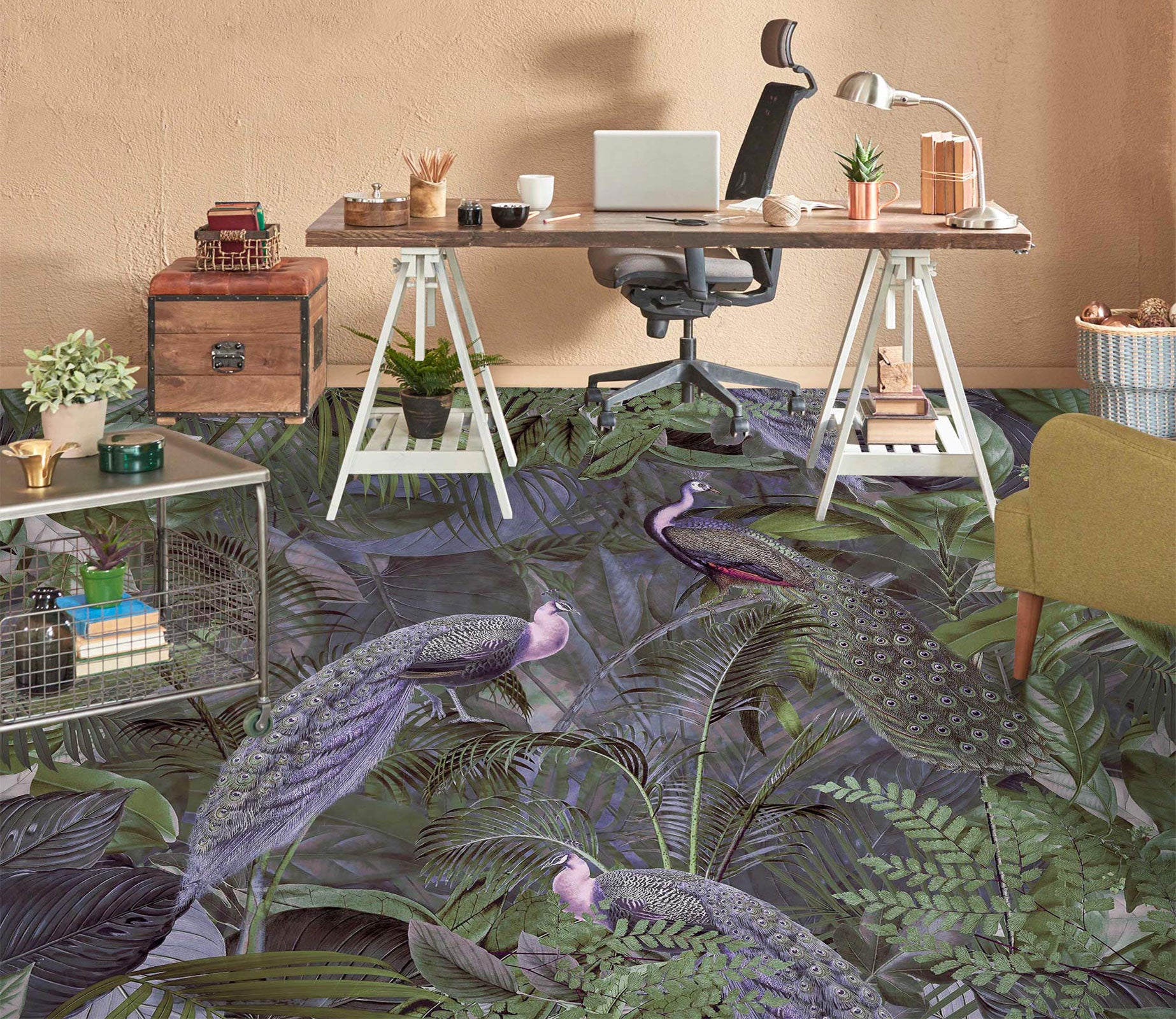 3D Peacock Grove 10042 Andrea Haase Floor Mural