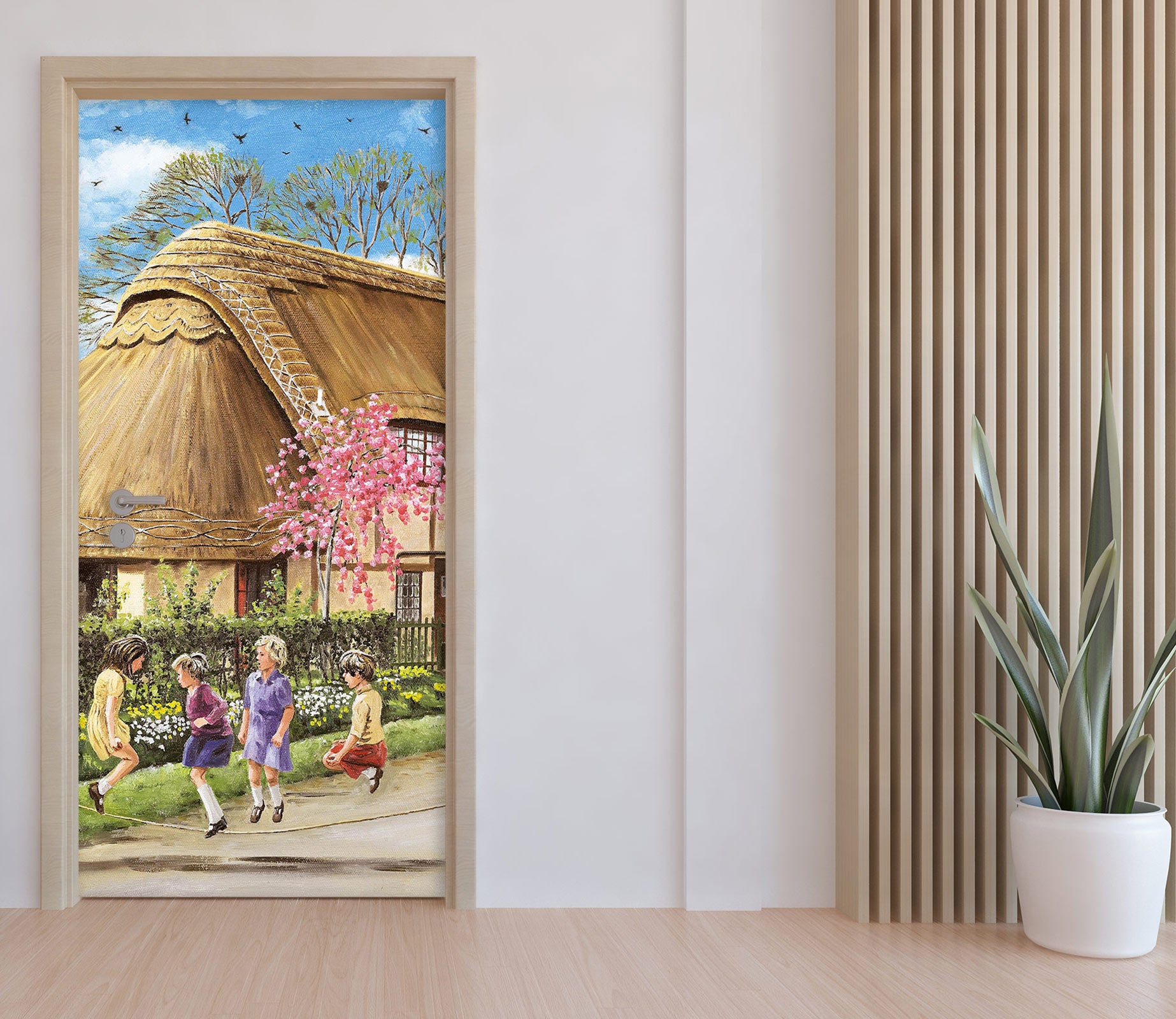 3D Chalet Grass Child 103133 Trevor Mitchell Door Mural