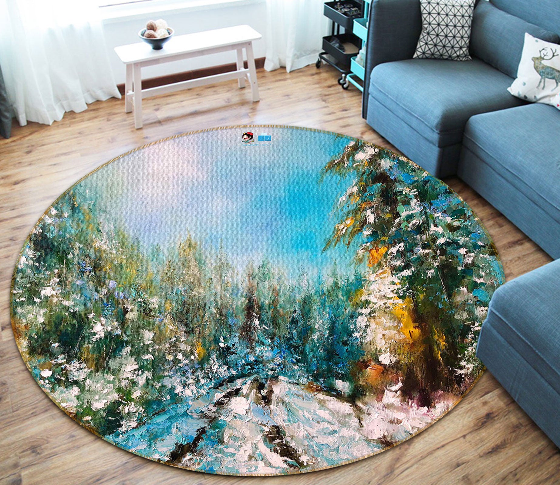 3D Painted Forest 736 Skromova Marina Rug Round Non Slip Rug Mat