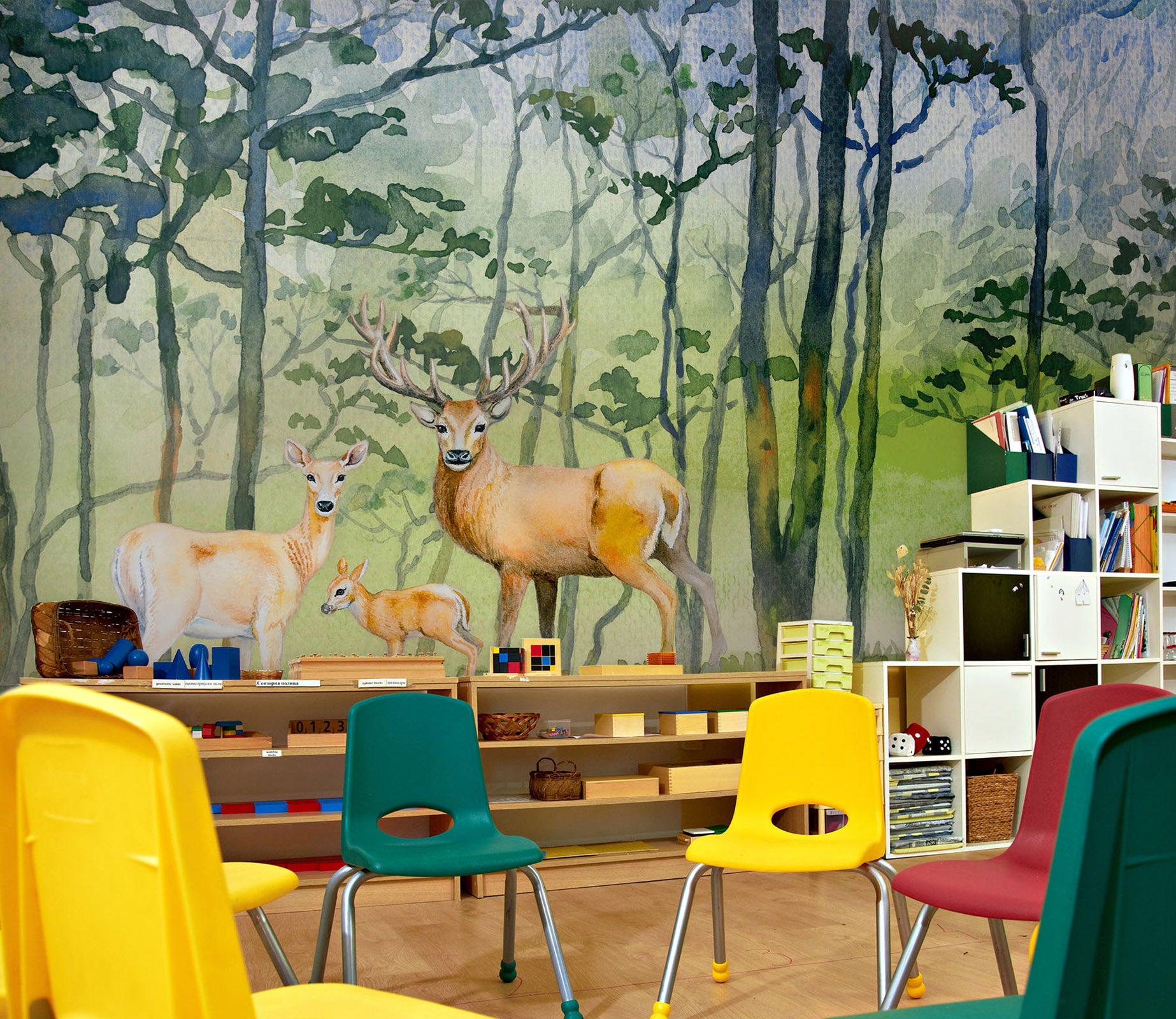 3D Forest Deer 202 Wall Murals Wallpaper AJ Wallpaper 2 