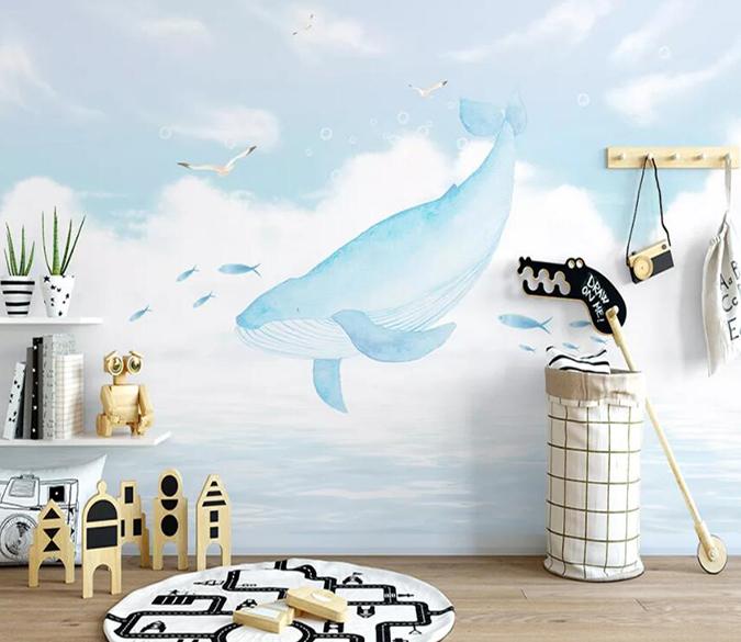 3D Blue Whale 761 Wall Murals Wallpaper AJ Wallpaper 2 