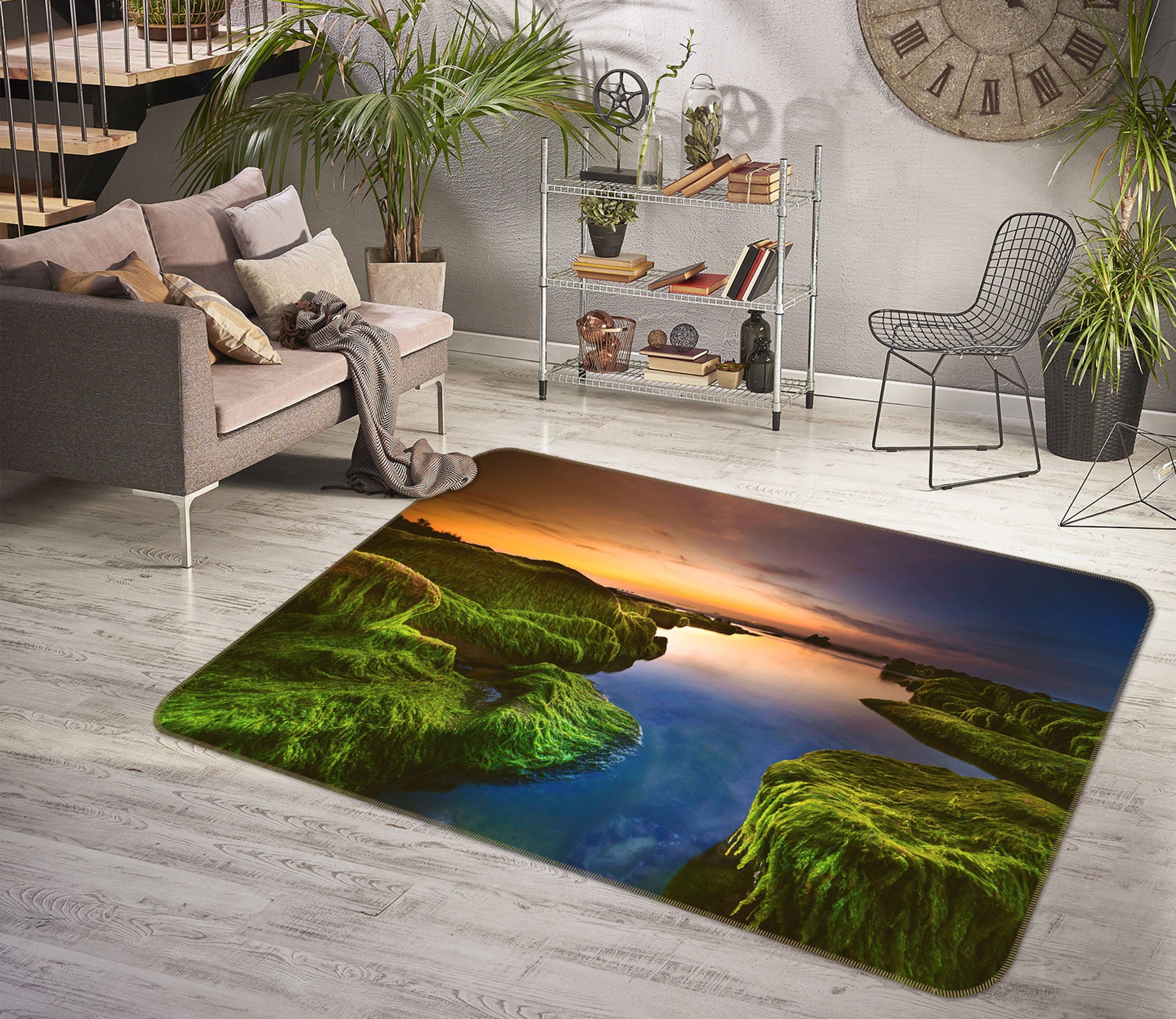 3D Mountains Rivers 27140 Non Slip Rug Mat