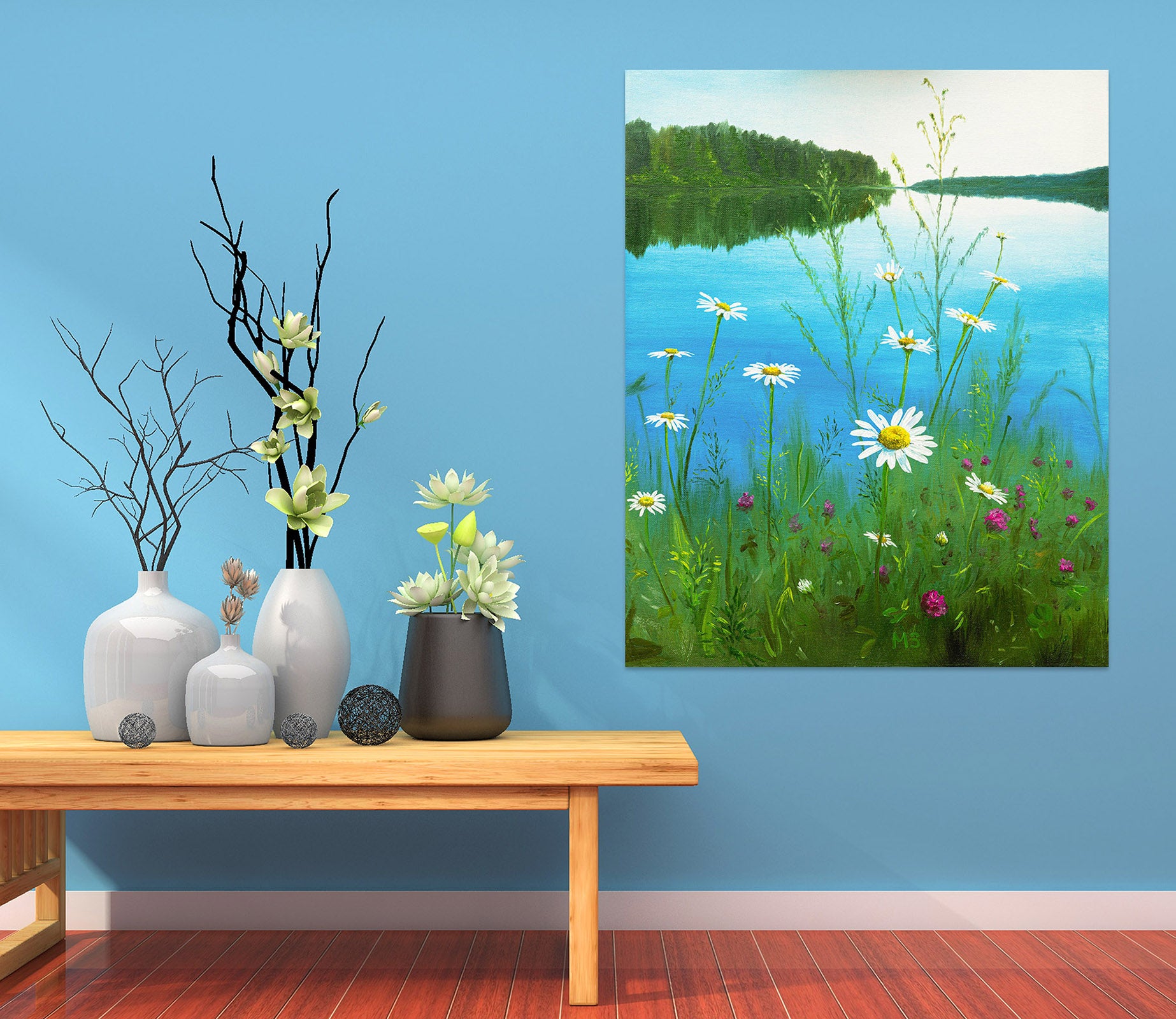 3D River Flower Bush 1822 Marina Zotova Wall Sticker