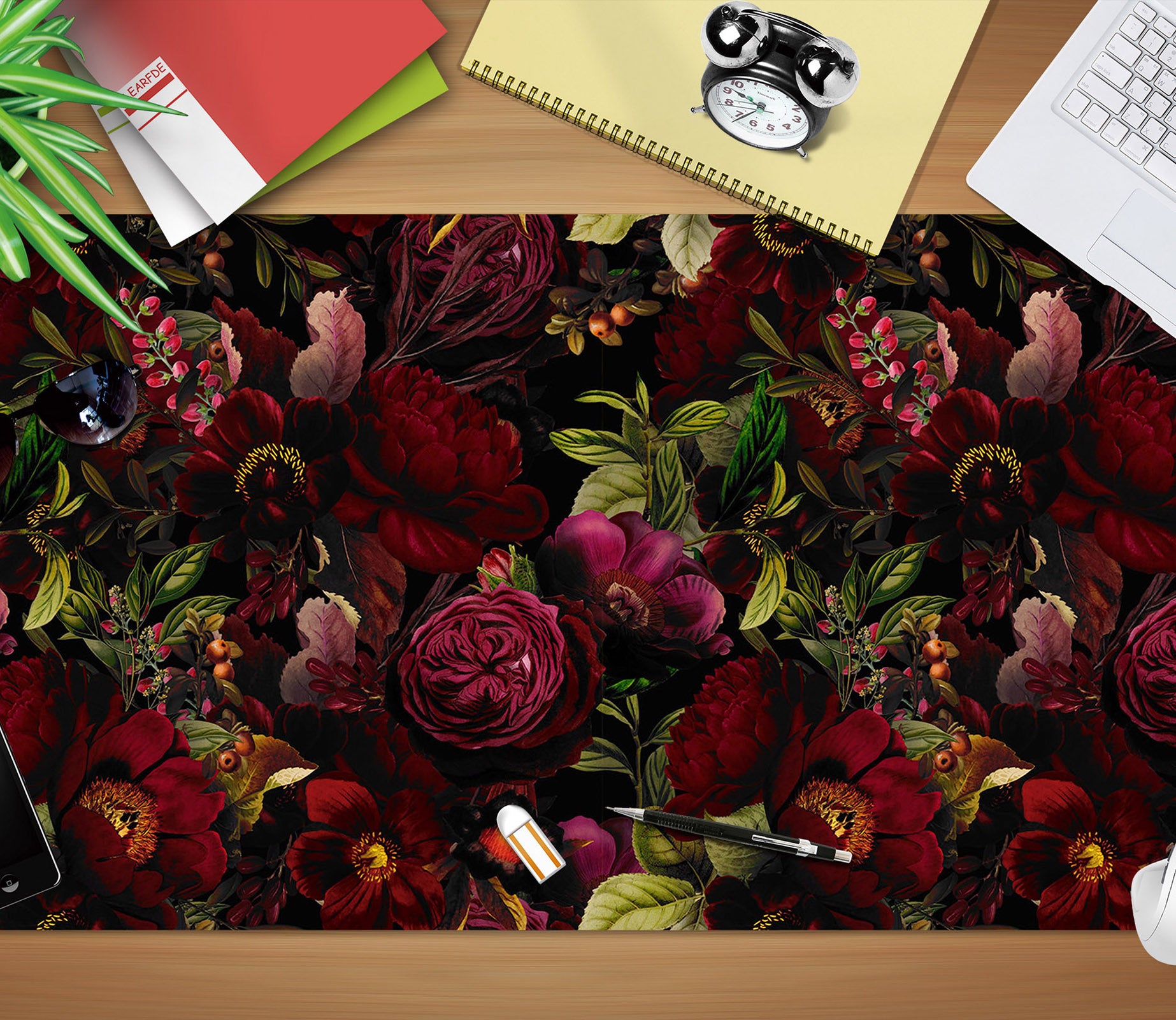 3D Crimson Flowers 120222 Uta Naumann Desk Mat