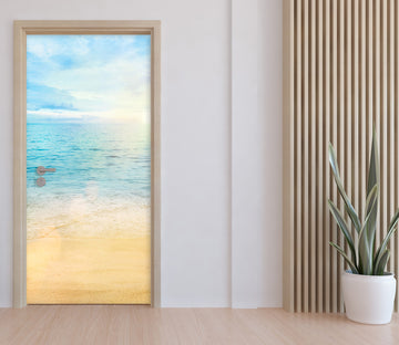 3D Yellow Beach Sea 094 Door Mural