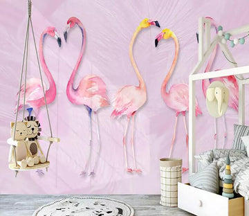 3D Pink Flamingo 1035 Wall Murals Wallpaper AJ Wallpaper 2 