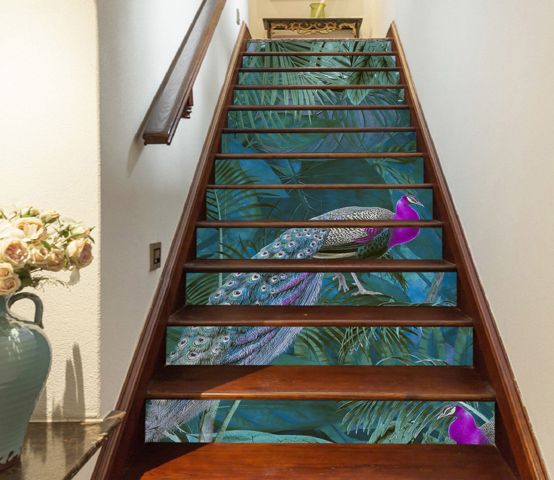 3D Jungle Purple Peacock 10466 Andrea Haase Stair Risers