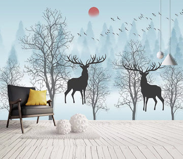 3D Black Fawn WC1930 Wall Murals