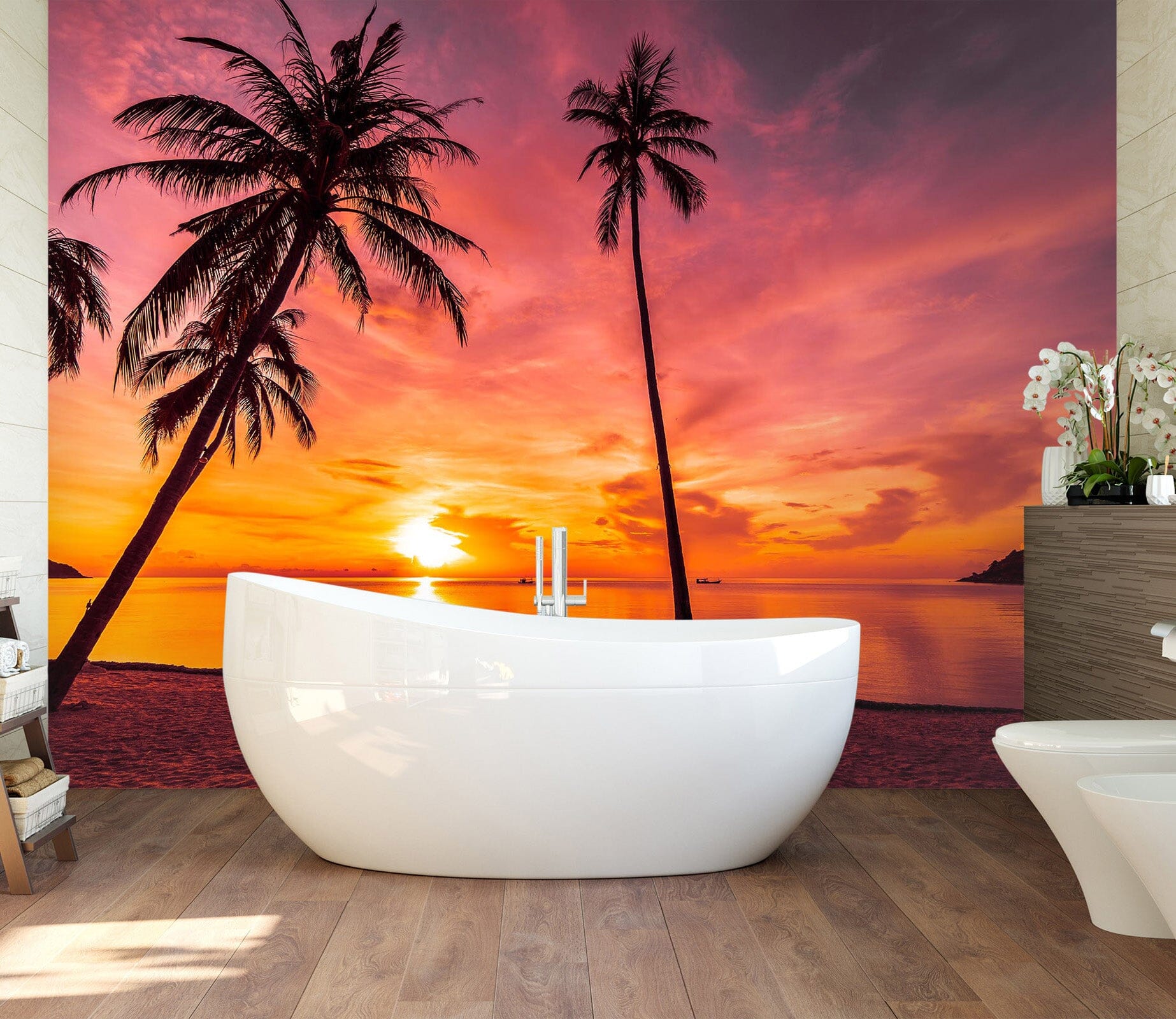 3D Sunset Sea Tree 125 Wall Murals Wallpaper AJ Wallpaper 2 