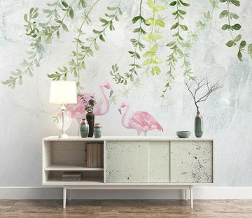 3D Flamingo Leaves 267 Wall Murals Wallpaper AJ Wallpaper 2 