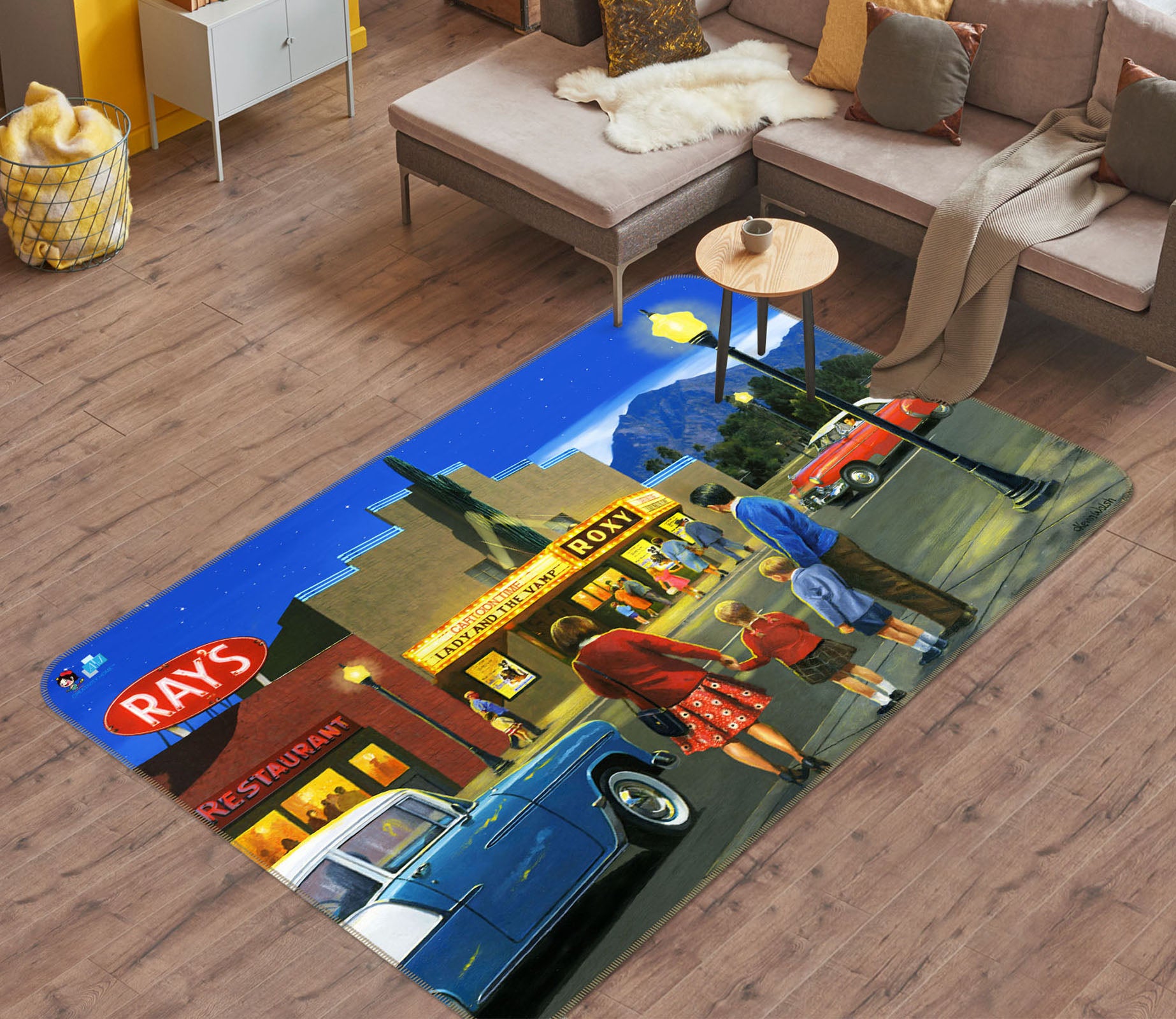 3D Night Street 025 Kevin Walsh Rug Non Slip Rug Mat