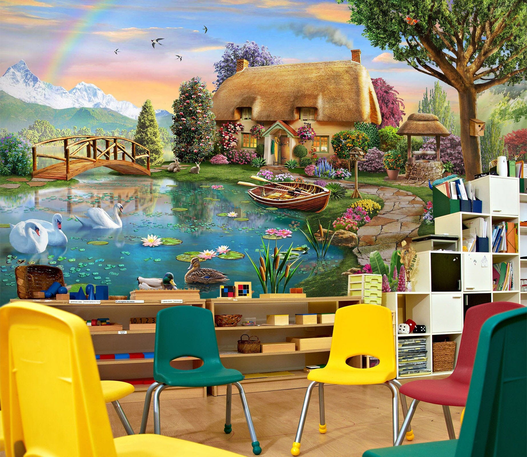 3D Rainbow Village 1426 Adrian Chesterman Wall Mural Wall Murals Wallpaper AJ Wallpaper 2 