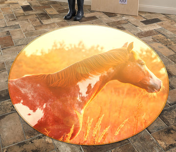 3D Horses 38007 Animal Round Non Slip Rug Mat