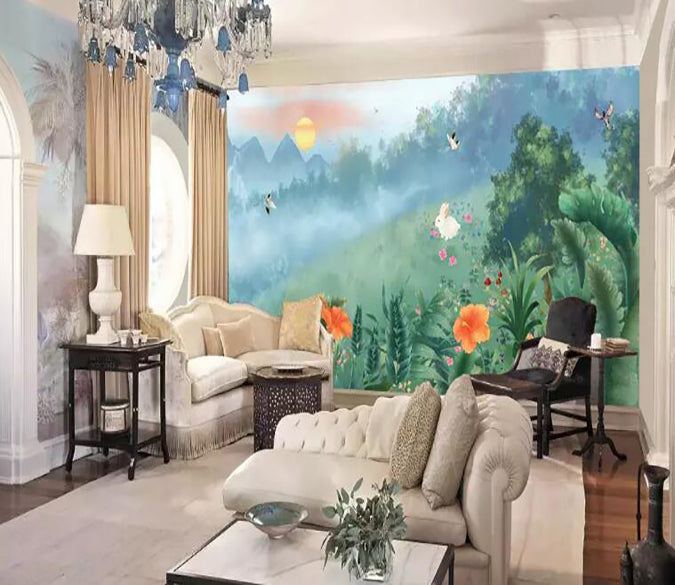 3D Flower Butterfly 1277 Wall Murals Wallpaper AJ Wallpaper 2 