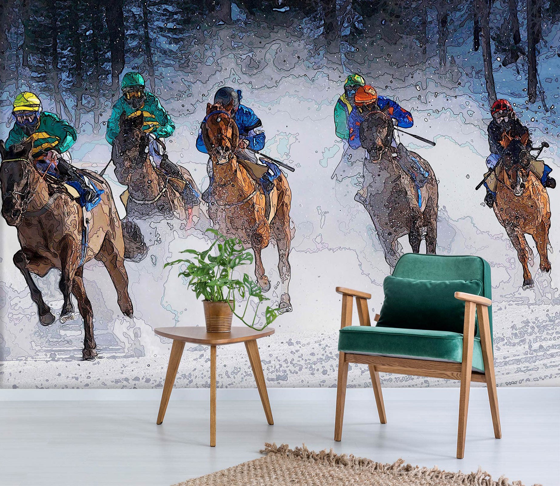 3D Snow Running Horse 9133 Alius Herb Wall Mural Wall Murals