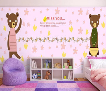 3D Pink Bear 576 Wall Murals Wallpaper AJ Wallpaper 2 