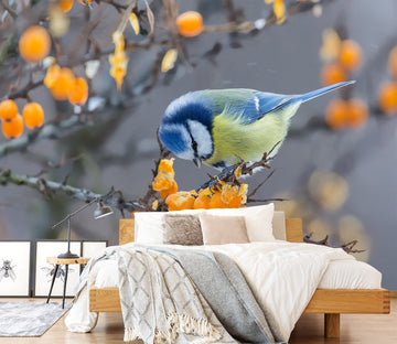 3D Flower Branch Blue Bird 58001 Wall Murals