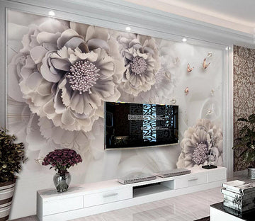 3D Butterfly Peony WC373 Wall Murals