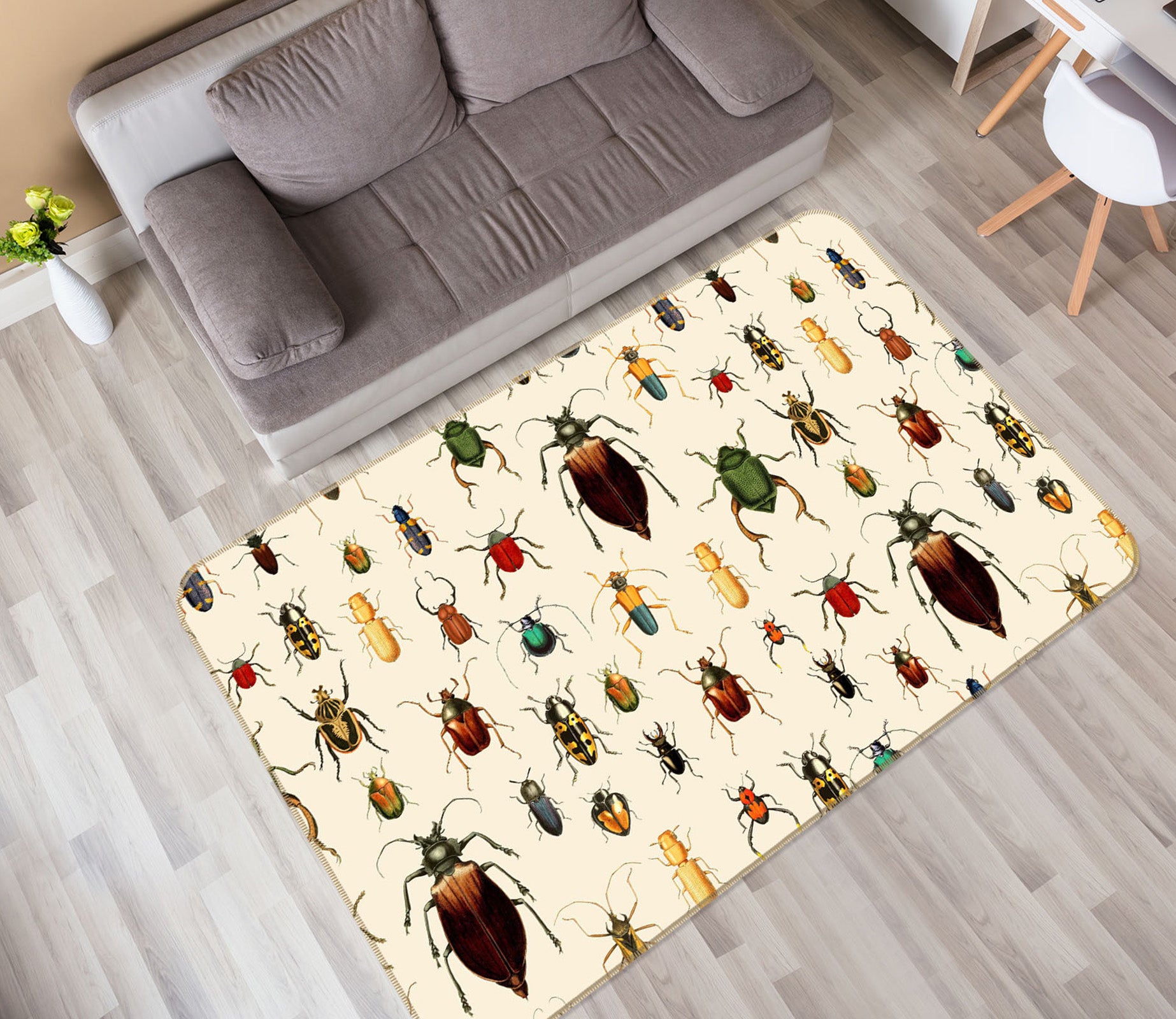 3D Colored Bug 141 Uta Naumann Rug Non Slip Rug Mat