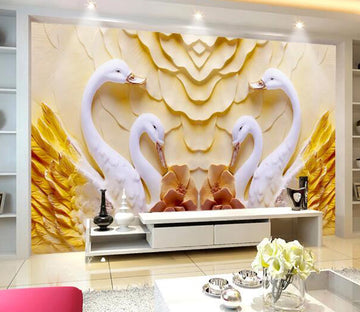 3D Swan Flower WC1768 Wall Murals